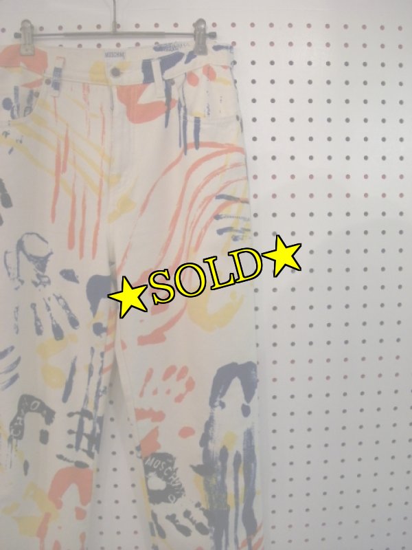 画像1: [USED]-90's【MOSCHINO JEANS】PAINTING HAND LONG PANTS (1)