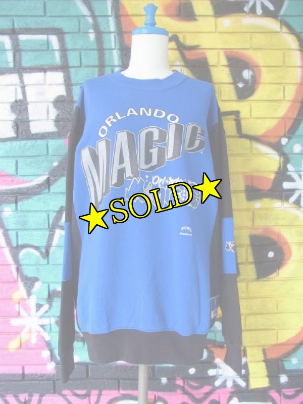 画像3: [USED]-90's【NUTMEG】“ORLANDO MAGIC” LOGO PRINT COLORBLOCK SWEAT (3)