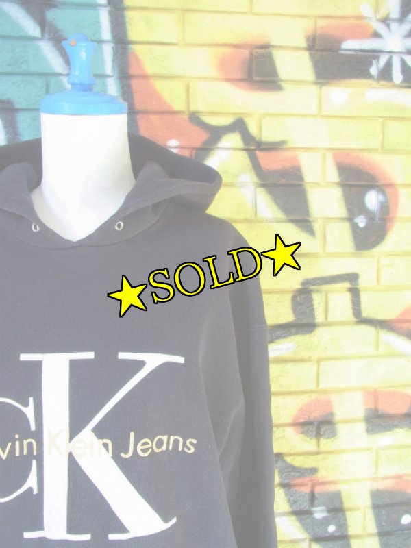 画像1: [USED]-90's【Calvin Klein Jeans】LOGO PRINT HOODIE SWEAT (1)