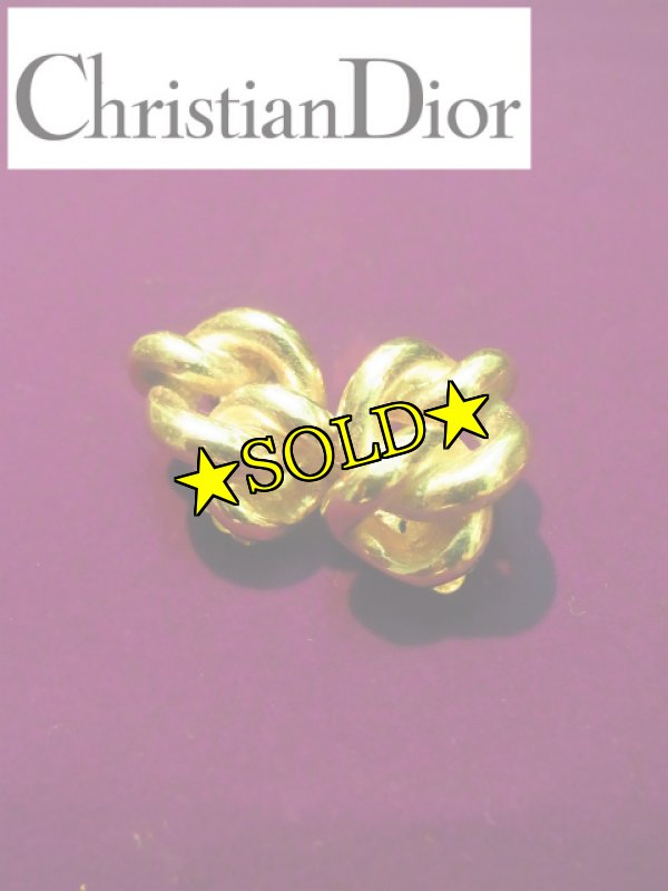 画像1: [UESD]-80's【VINTAGE CHRISTIAN DIOR】CHAIN DESIGN GOLD EARRING (1)