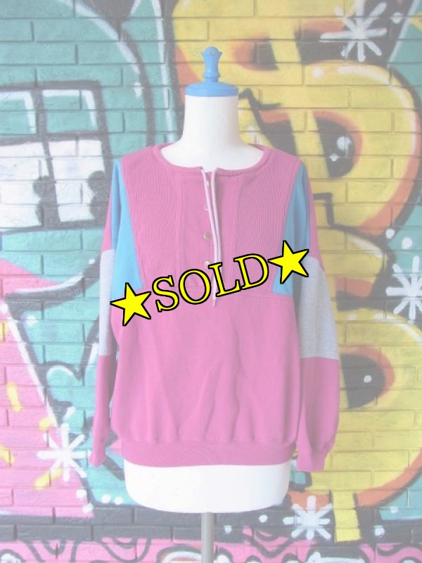 画像3: [USED]-80's【CHAINAWEAR】DESIGN SNAP NECK SWEAT (3)