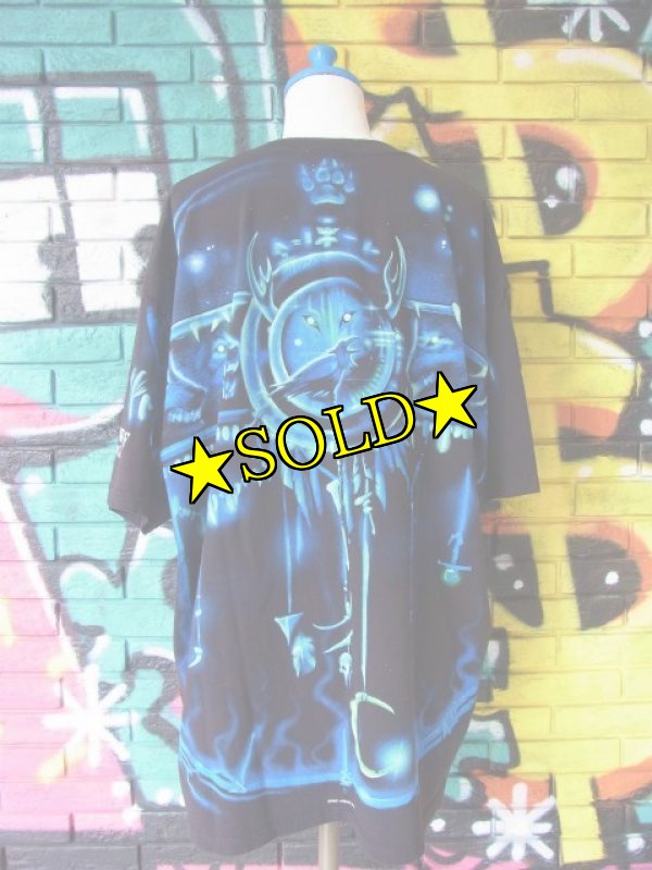 画像4: [USED]-90's【LIQUID BLUE】“WOLF”ALL OVER PRINT T-Shirts (4)