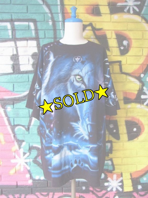 画像3: [USED]-90's【LIQUID BLUE】“WOLF”ALL OVER PRINT T-Shirts (3)