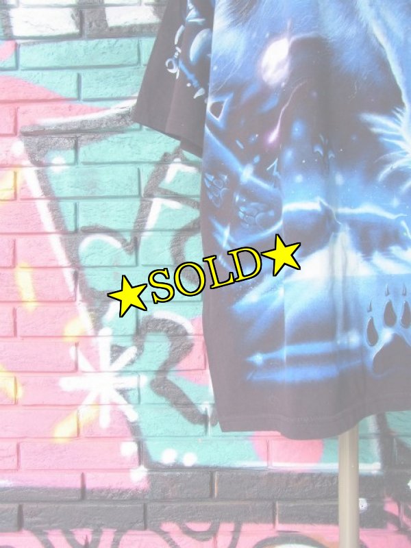 画像2: [USED]-90's【LIQUID BLUE】“WOLF”ALL OVER PRINT T-Shirts (2)