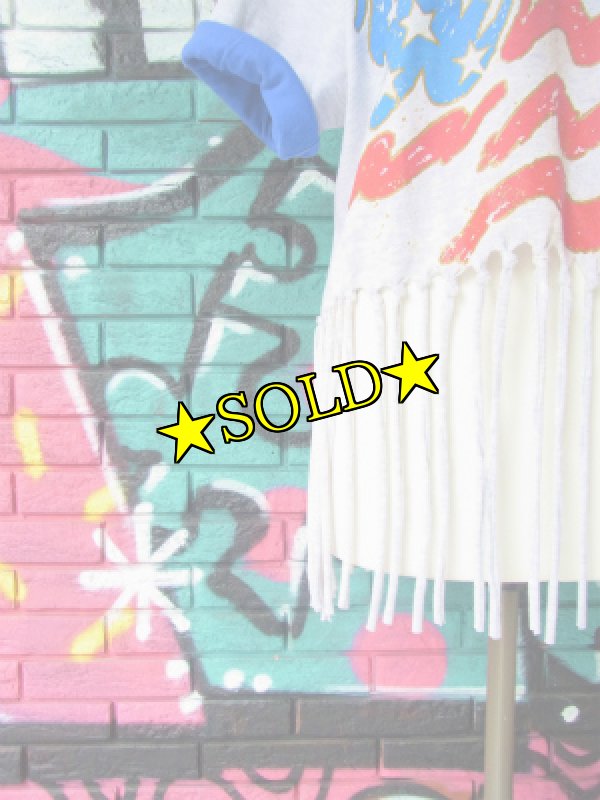 画像4: [USED]-90's STAR & STRIPE FLINGE DESIGN T-Shirts (4)