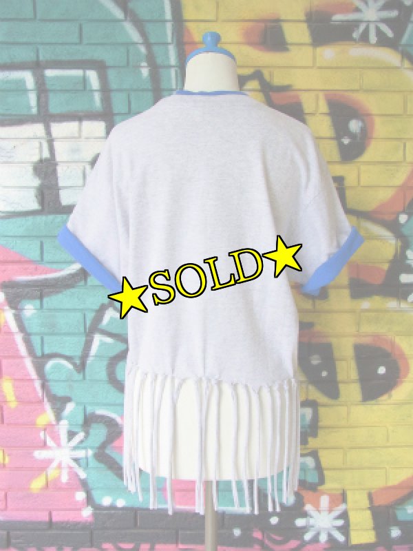 画像2: [USED]-90's STAR & STRIPE FLINGE DESIGN T-Shirts (2)