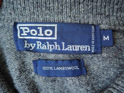 画像1: [USED]-90’s【POLO by Ralph Lauren】EMBLEM COLLAR SWEATER