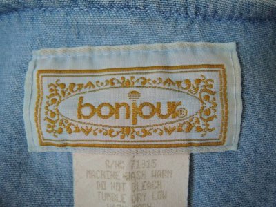 画像1: [USED]-80s【bonjour】FRILL COLLAR DESIGN DENIM S/S-Shirts