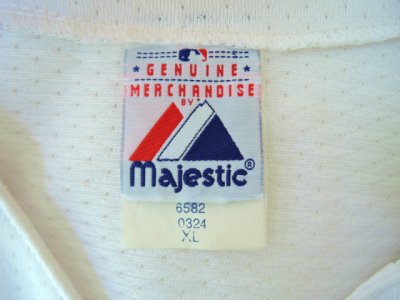 画像1: [USED]-90's【Majestic】“NEW YORK YANKEES” MESH BASEBALL Shirts-WHITE