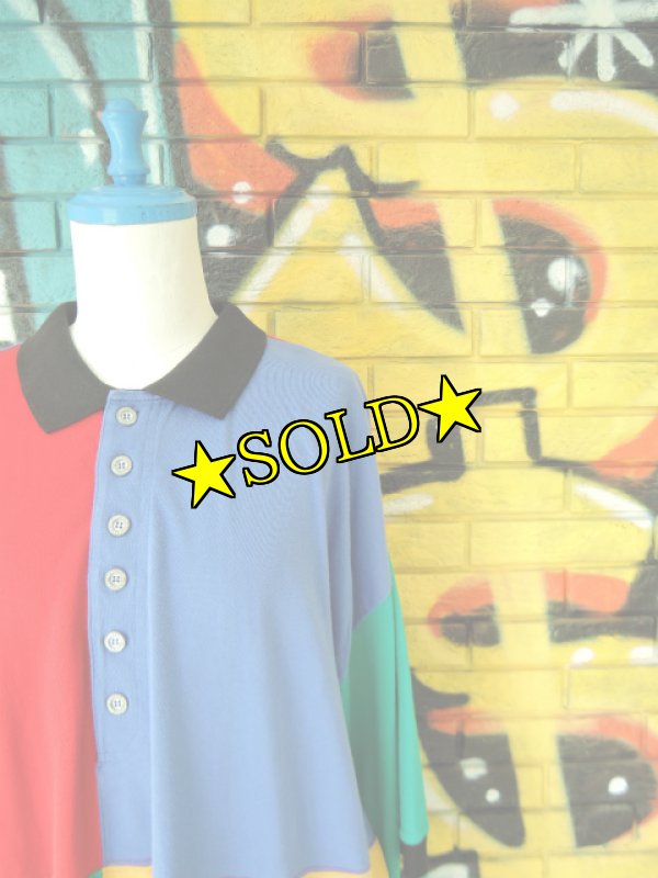 画像3: [USED]-90's【STRUCTURE】COLORBLOCK DESIGN POLO-Shirts (3)
