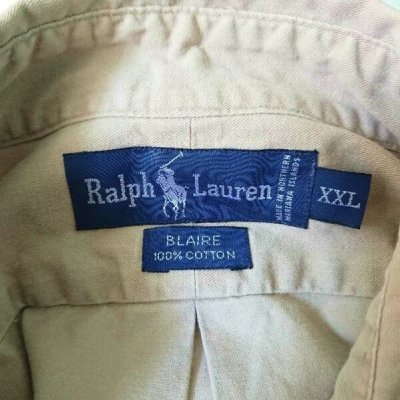 画像1: [USED]-90’s【POLO by Ralph Lauren】PLAIN L/S-SHIRTS-BEIGE
