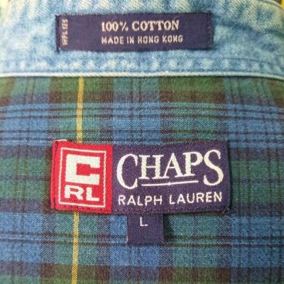 画像1: [USED]-90’s【CHAPS】“ by Ralph Lauren” CHECK L/S-SHIRTS-NAVY/GREEN