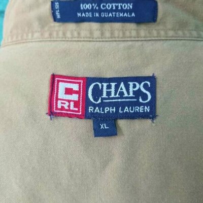 画像1: [USED]-90’s【CHAPS】“ by Ralph Lauren” PLAIN L/S-SHIRTS-BEIGE