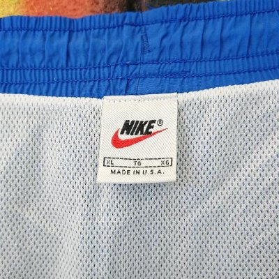 画像1: [USED]-90's【NIKE】"BIG SWOOSH"  NYLON SHORTS-BLUE