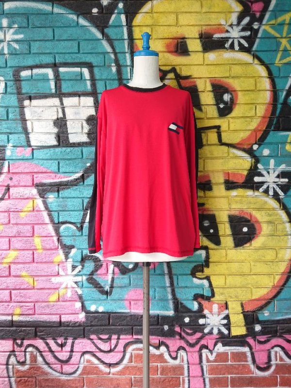 画像1: [USED]-90's【TOMMY HILFIGER】"ATHLETICS" LOGO ACTIVE L/S TOPS  (1)