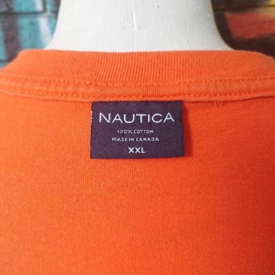 画像1: [USED]-90's【NAUTICA】"NAUTICA" FLONT LOGO PRINT TEE-ORANGE