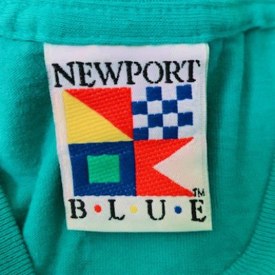 画像1: [USED]-90's【NEWPORTBLUE】"Nweport Blue" DESIGN PRINT TEE