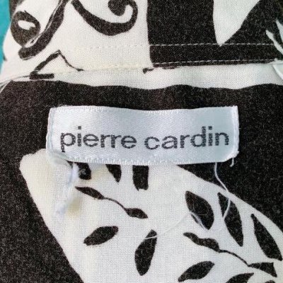 画像1: [USED]-90's【Pierre Cardin】AL OVER DESIGN LOUNGE S/S-Shirts-BLACK/WHITE