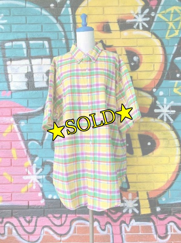 画像1: [USED]-90’s【POLO by Ralph Lauren】Pastel Colors Check S/S Shirt (1)