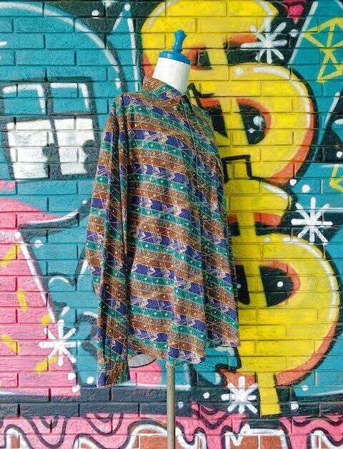 USED]-90's【COLOURS by ALEXANDER JULIAN】Patterned L/S-SHIRTS