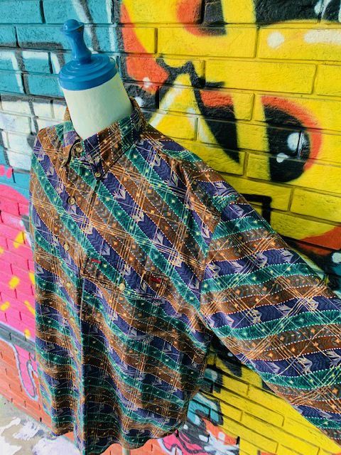 USED]-90's【COLOURS by ALEXANDER JULIAN】Patterned L/S-SHIRTS